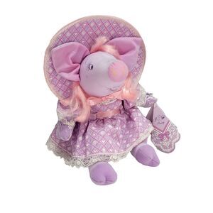 Pretty Piggies Hallmark Prissy Pig Plush 11" Southern Bell Purple Pink Tomy 1989